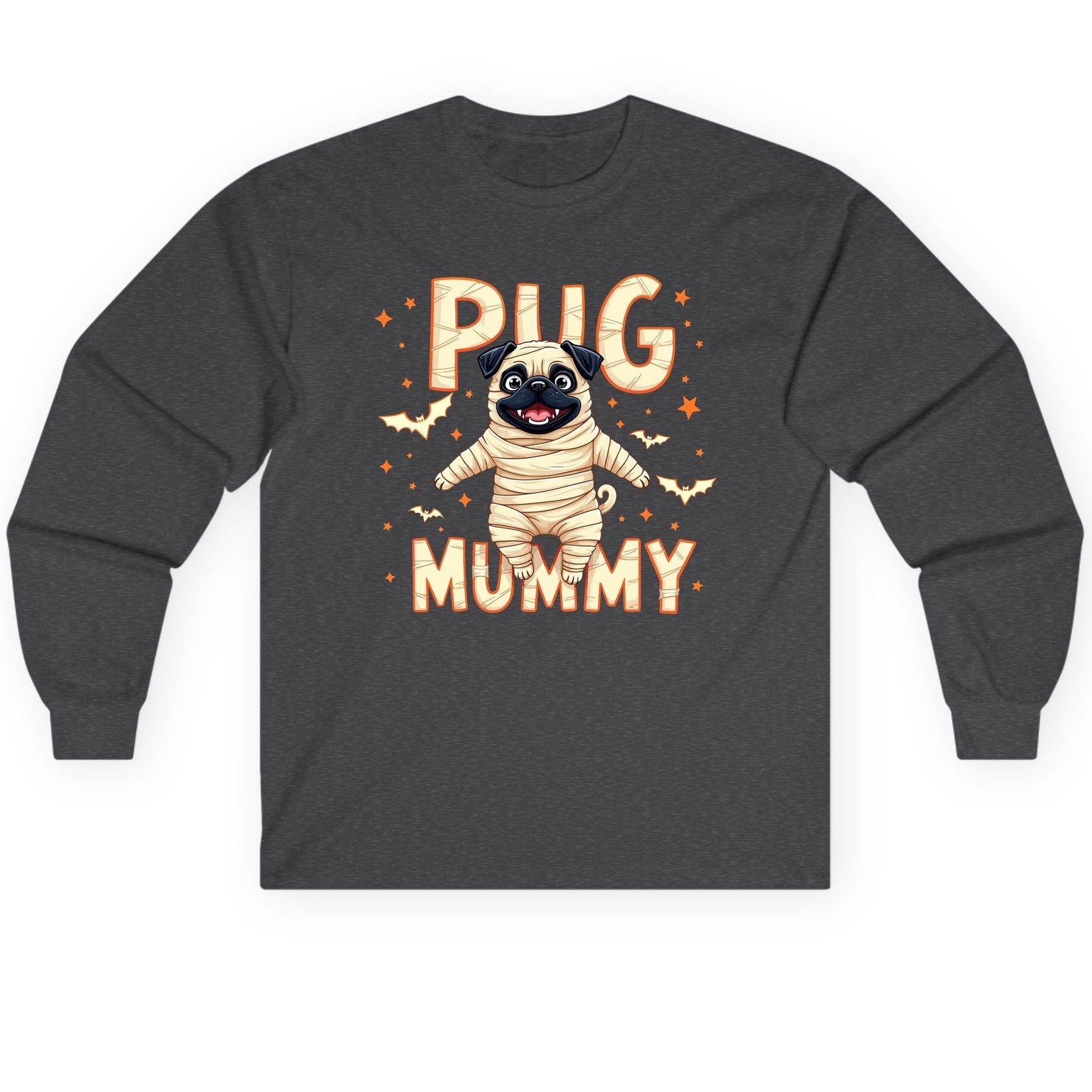Pug Mummy pug Long Sleeve Tee Dark Heather product mockup