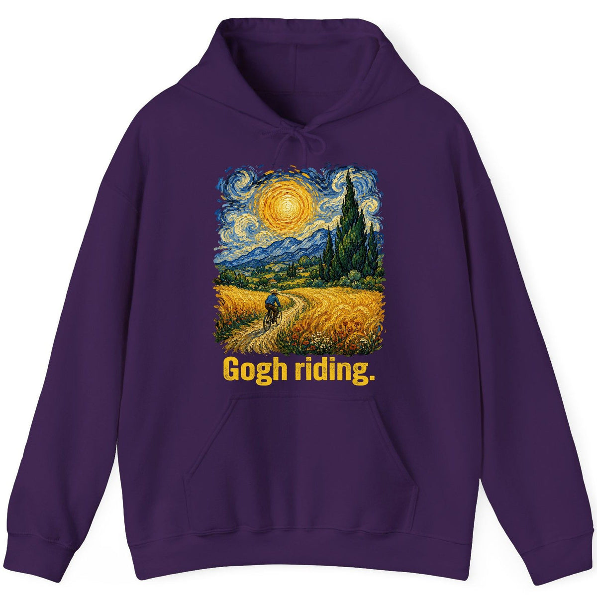 Gogh Riding art parody Hoodie Purple product mockup