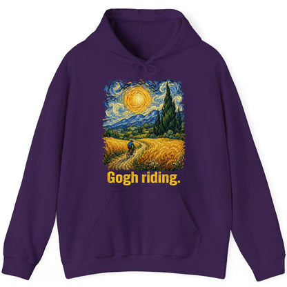 Gogh Riding art parody Hoodie Purple product mockup