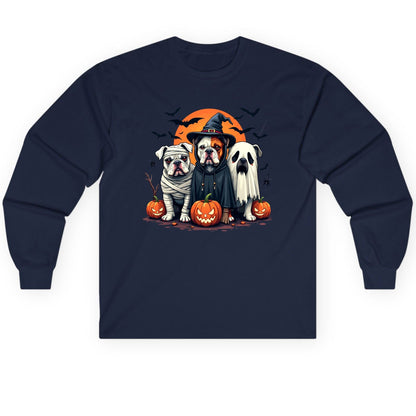 Halloween Bulldogs Costumes Halloween bulldogs Long Sleeve Tee Navy product mockup