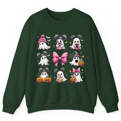 Cute Pink Halloween Ghosts Halloween ghosts Sweatshirt Forest Green product mockup