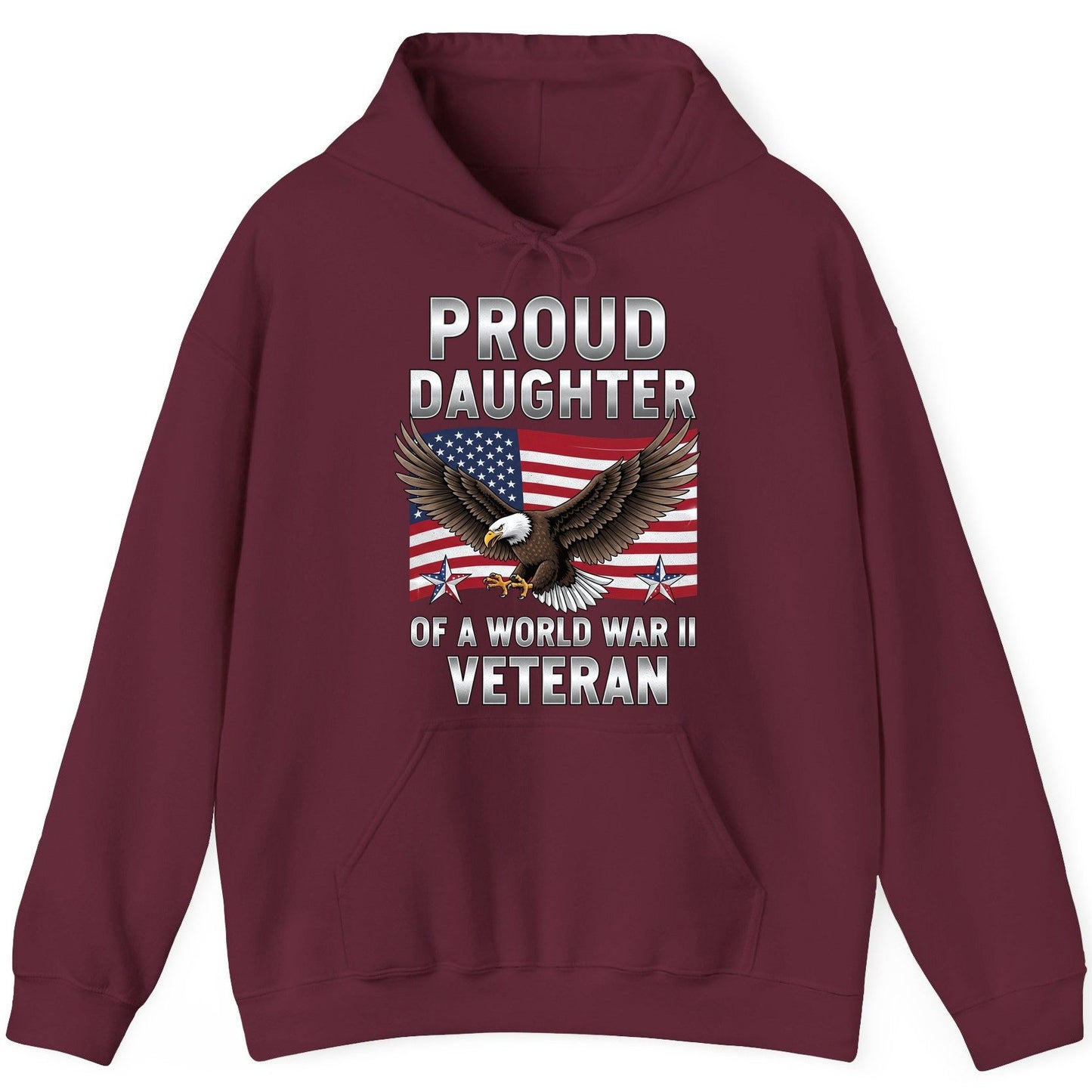Proud Daughter of a World War Ii Veteran wwii veteran family Hoodie Maroon product mockup