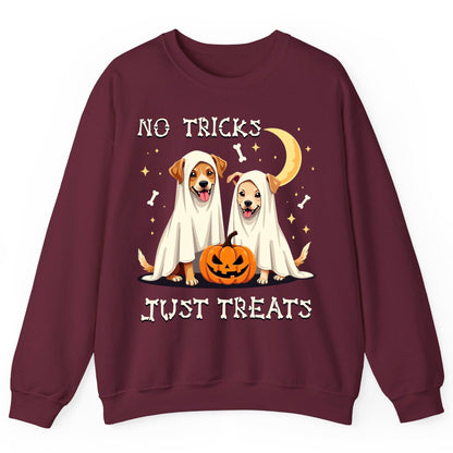 No Tricks Just Treats Halloween dogs Sweatshirt Maroon product mockup