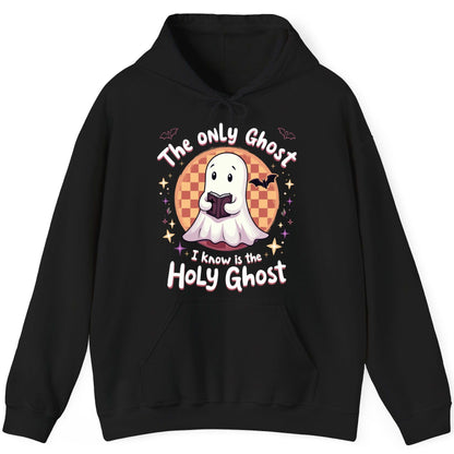 The Only Ghost I Know Is the Holy Ghost christian Halloween Hoodie Black product mockup