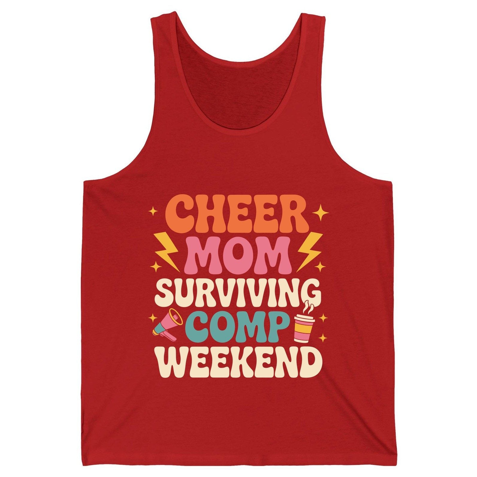 Cheer Mom Surviving Comp Weekend cheer mom Tank Top Red product mockup
