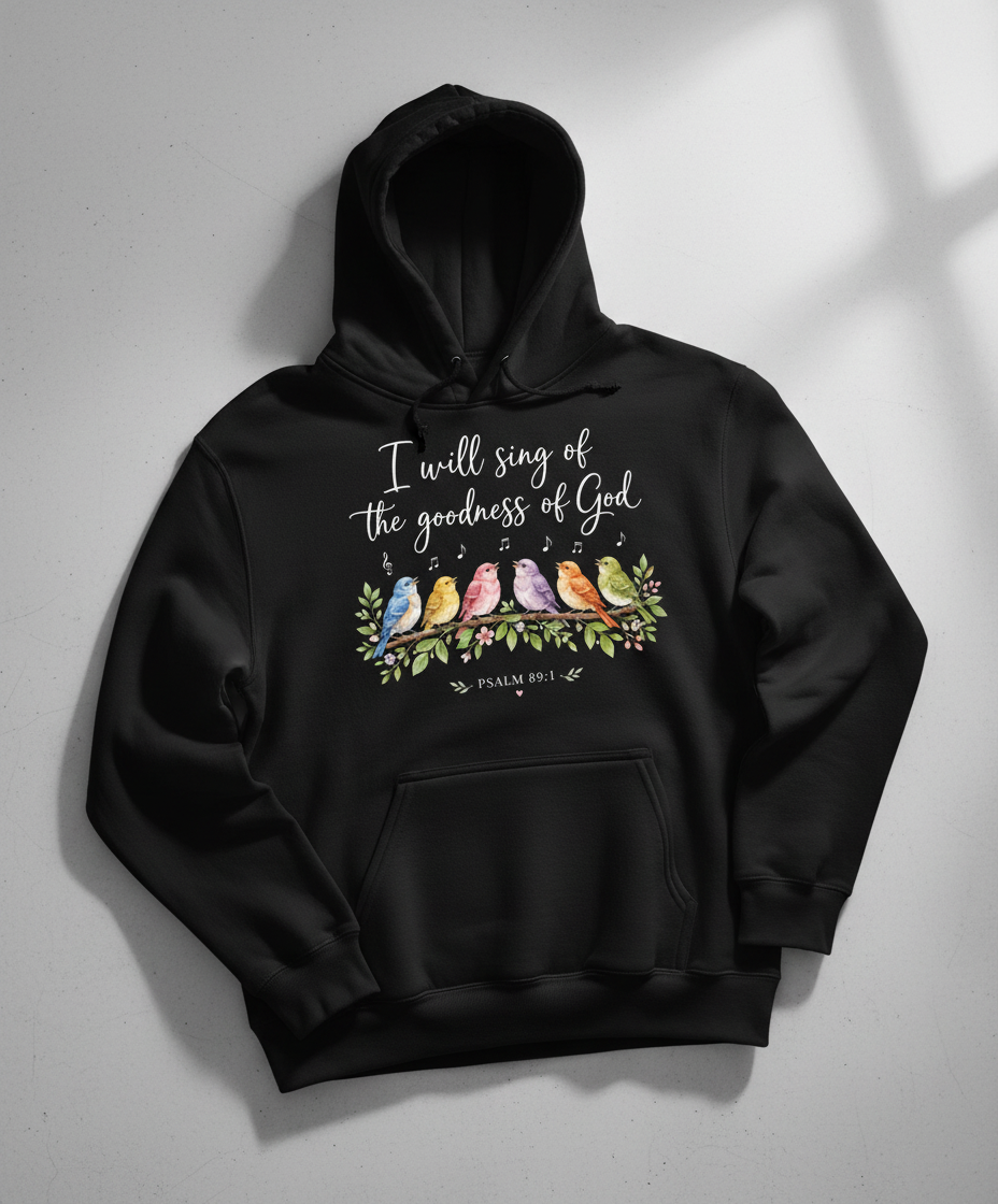 I Will Sing of the Goodness of God Christian T-Shirt Hoodie - Black