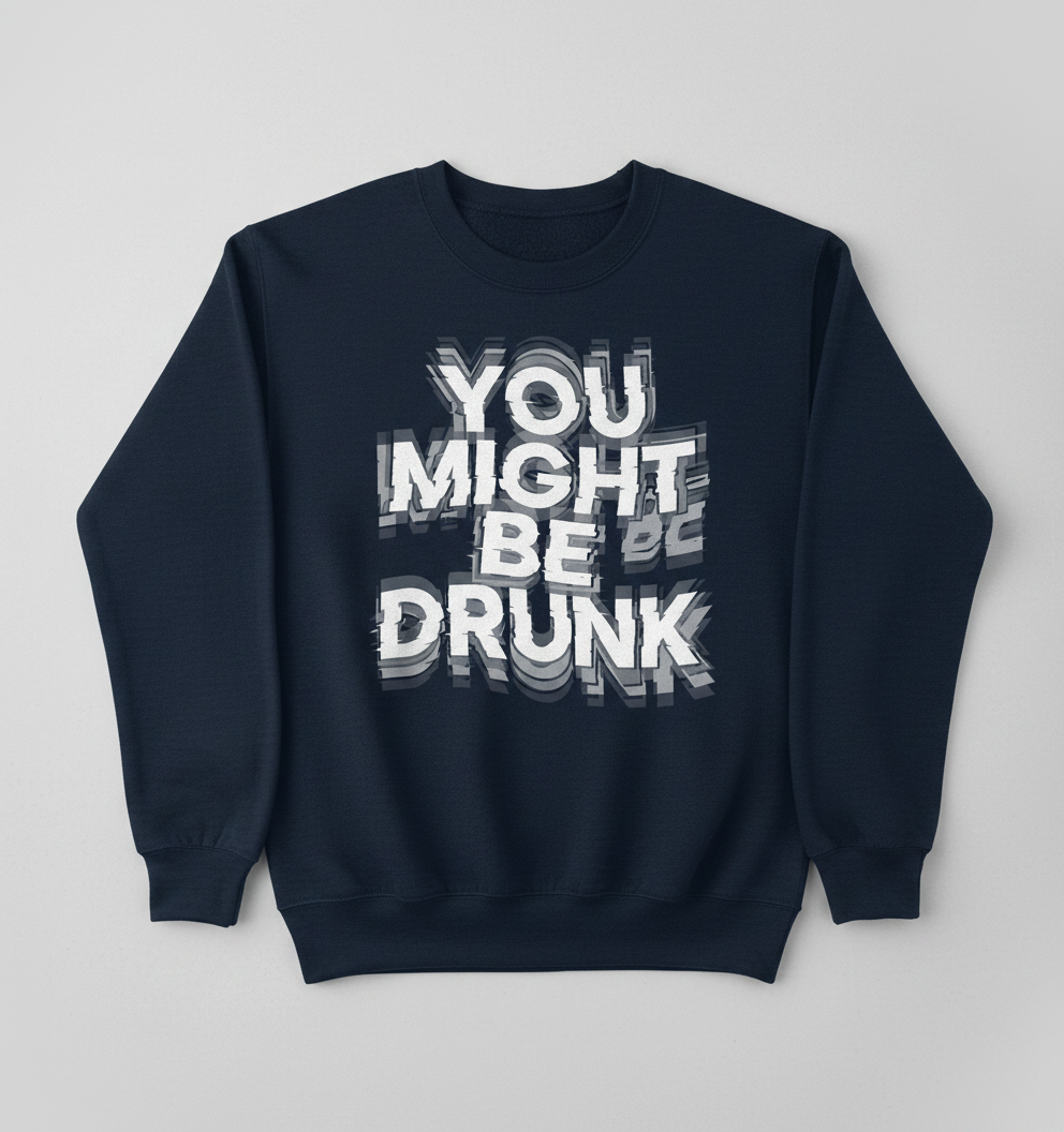 You Might Be Drunk Funny Drinking Quote Sweatshirt - Navy