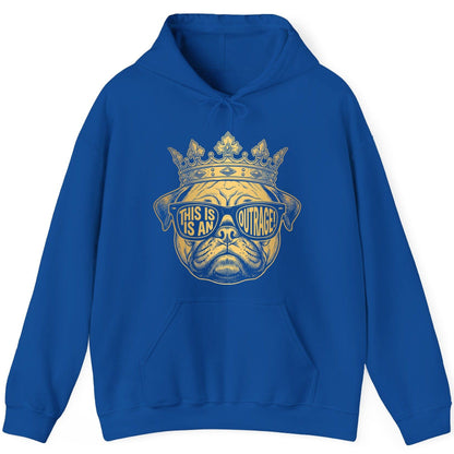 This Is An Outrage! Pug Hoodie Royal product mockup