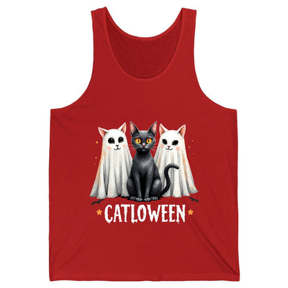 Catloween Halloween cats Tank Top Red product mockup