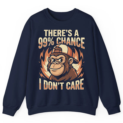 There's a 99% Chance I Don't Care monkey Sweatshirt Navy product mockup