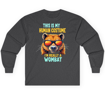 This Is My Human Costume I'm Really a Wombat wombat Long Sleeve Tee Dark Heather product mockup
