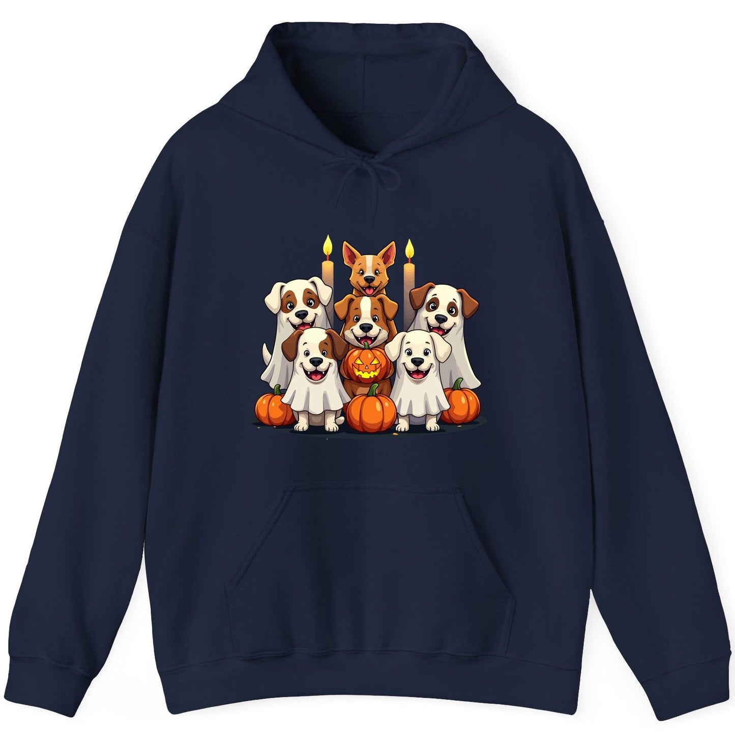 Cute Ghost Dogs Halloween Halloween dogs Hoodie Navy product mockup