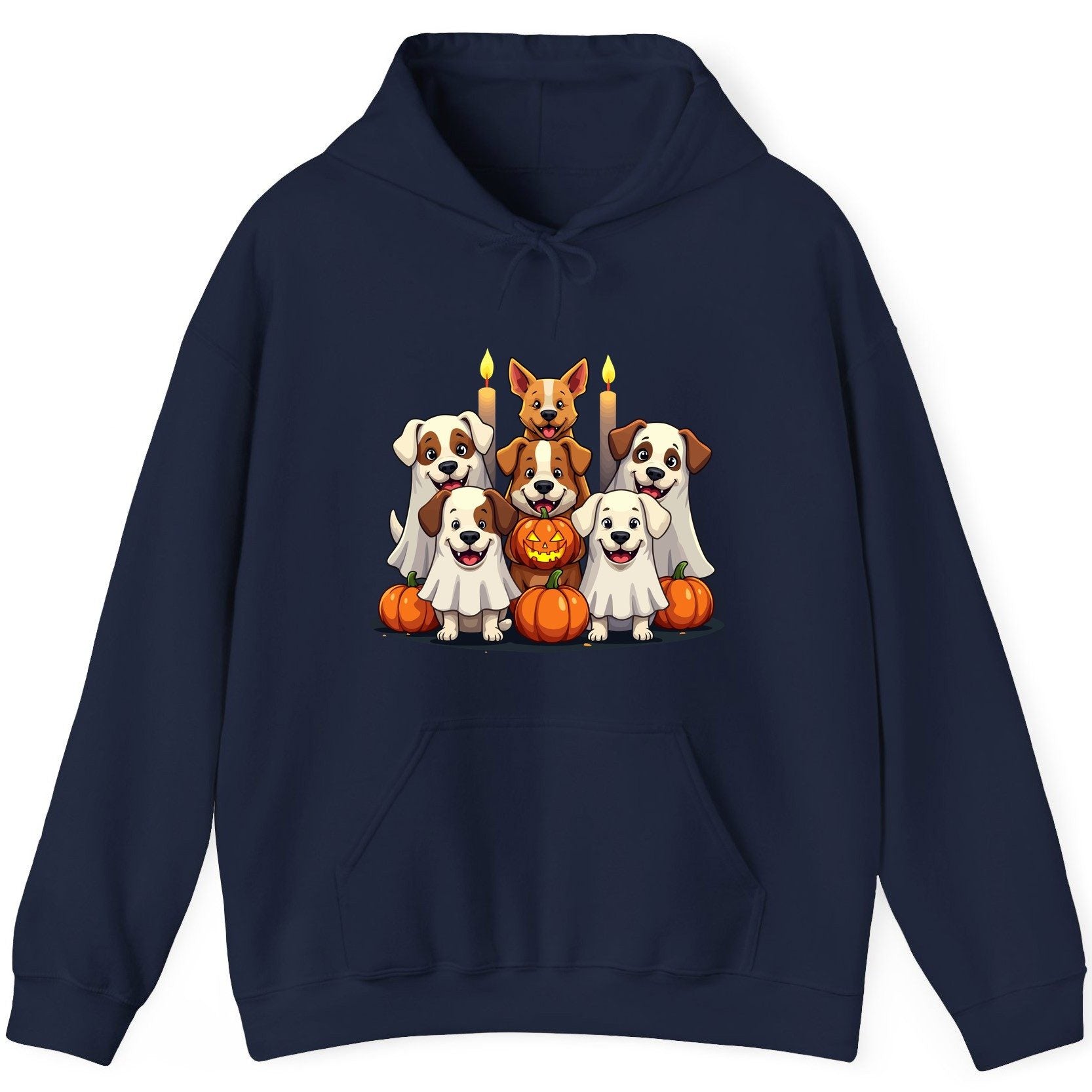 Cute Ghost Dogs Halloween Halloween dogs Hoodie Navy product mockup