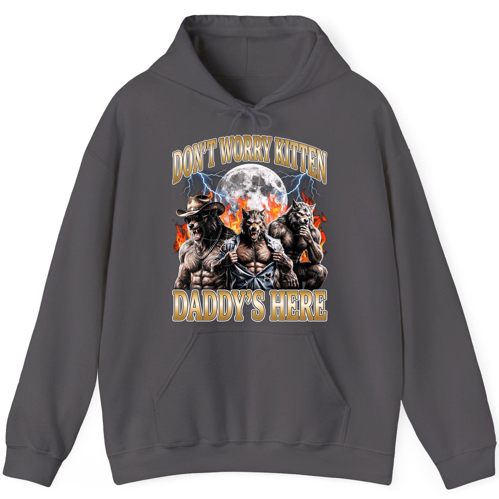Don't Worry Kitten Daddy's Here werewolves Hoodie Charcoal product mockup
