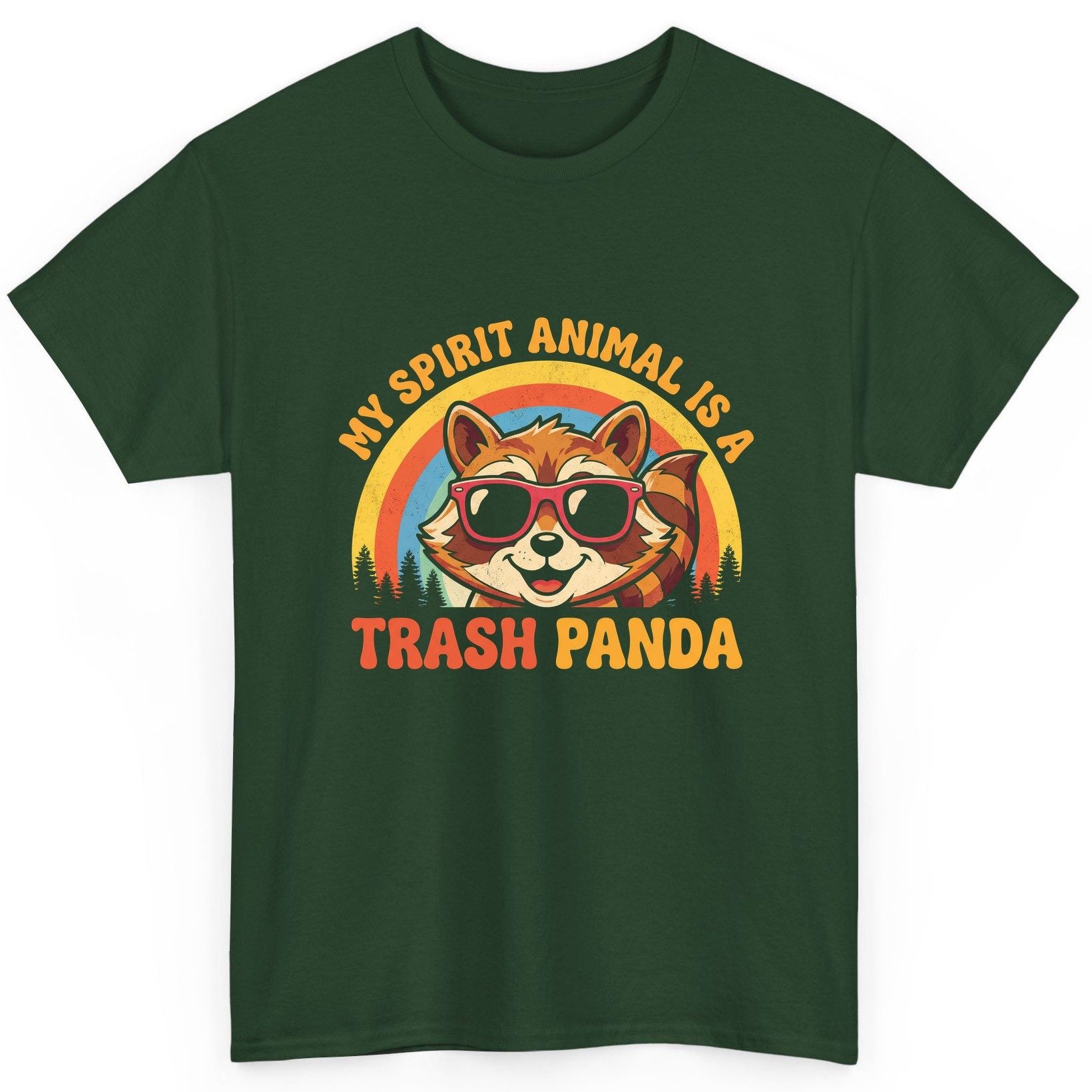 My Spirit Animal Is a Trash Panda raccoon T-Shirt Forest Green product mockup