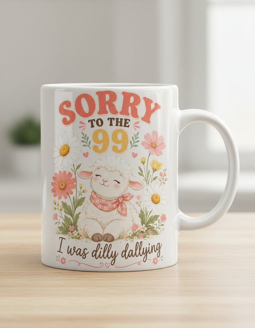 Sorry To The 99 I Was Dilly Dallying Lamb White Mug - White