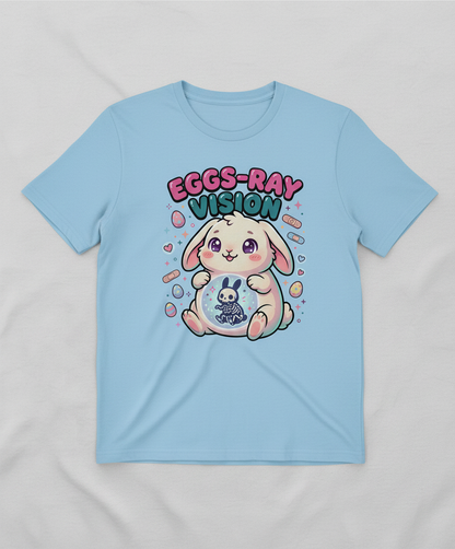 Eggs-Ray Vision Kawaii Easter Bunny Skeleton T-Shirt - Light Blue