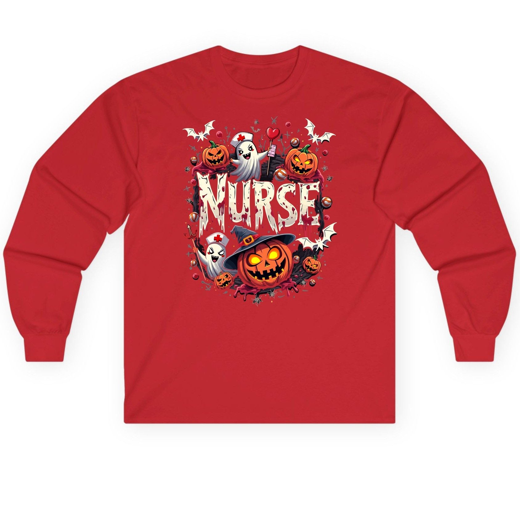 Nurse Halloween nurse Long Sleeve Tee Red product mockup