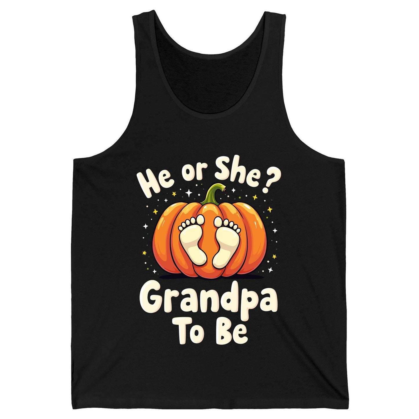 He or She Grandpa to Be gender reveal Tank Top Black product mockup