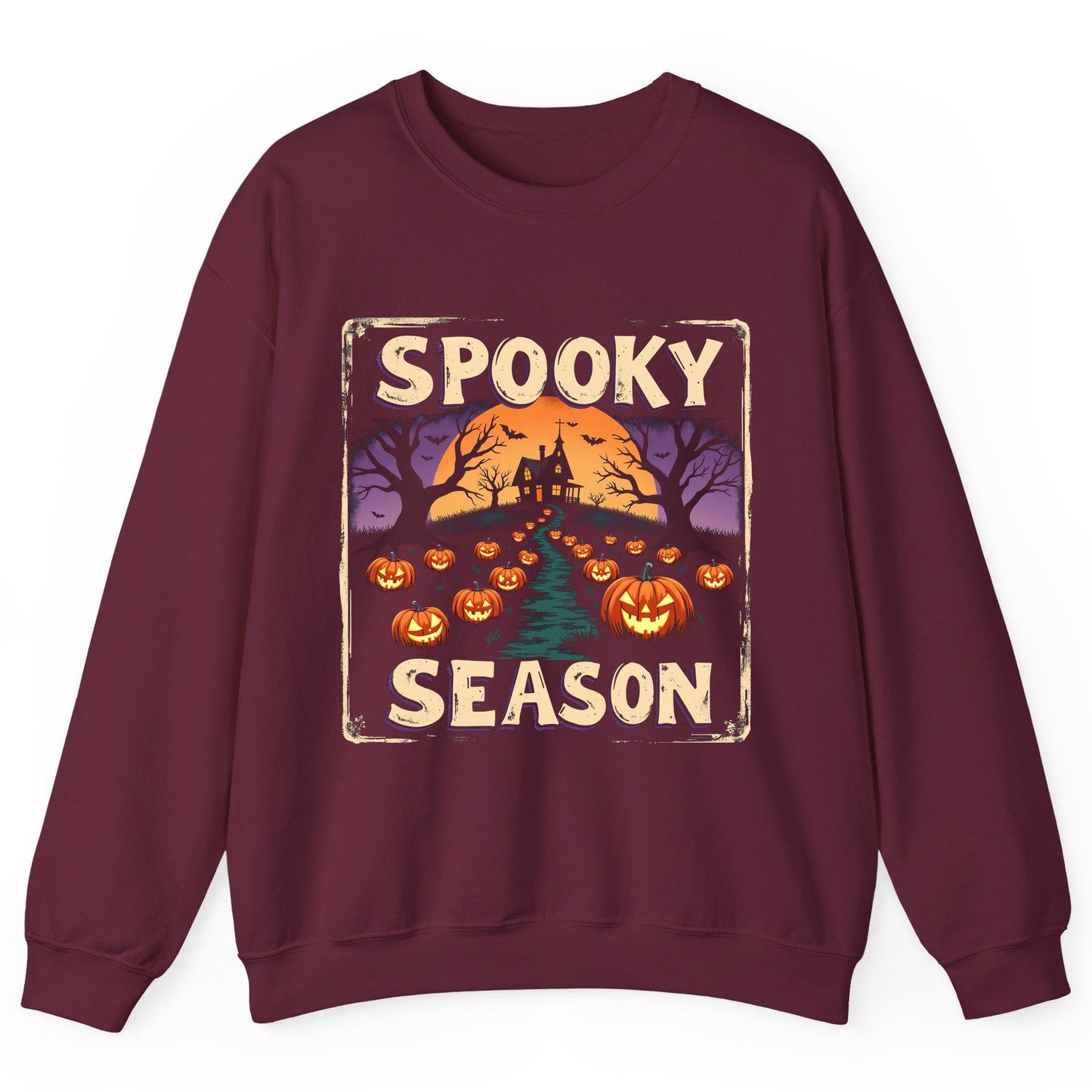 Spooky Season Halloween Sweatshirt Maroon product mockup