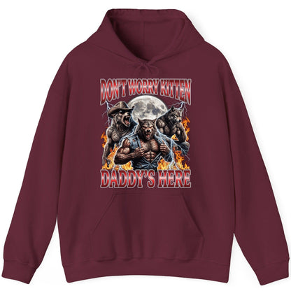 Don't Worry Kitten Daddy's Here werewolves Hoodie Maroon product mockup