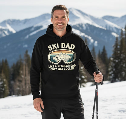 Ski Dad Like a Regular Dad Only Way Cooler skiing Hoodie Black lifestyle mockup