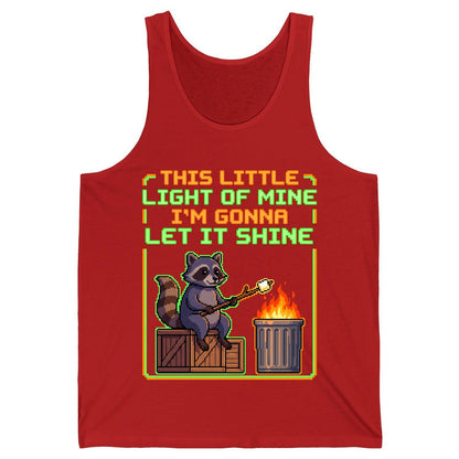 THIS LITTLE LIGHT OF MINE I'M GONNA LET IT SHINE Raccoon Tank Top Red product mockup