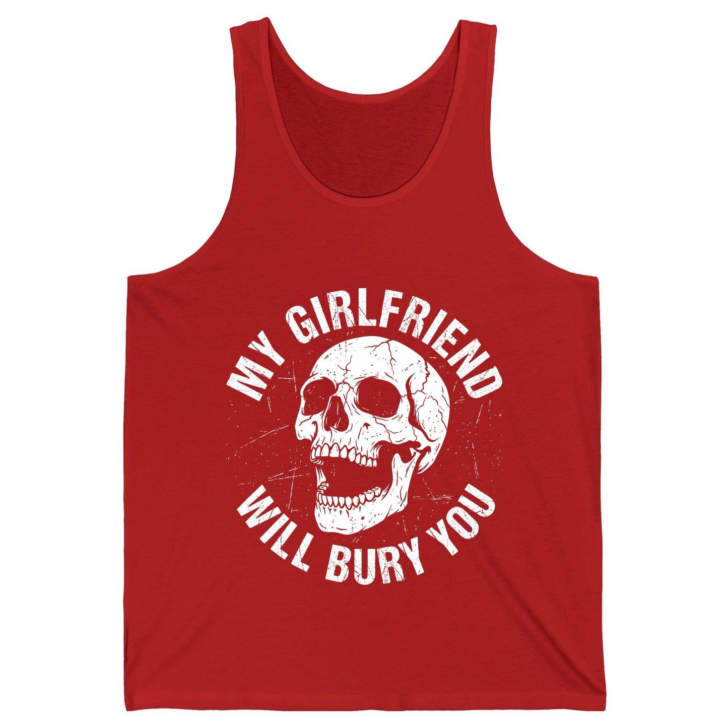My Girlfriend Will Bury You skull Tank Top Red product mockup