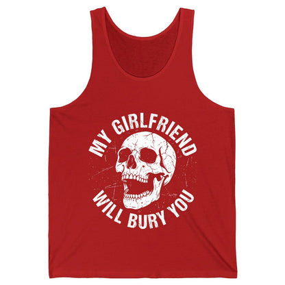 My Girlfriend Will Bury You skull Tank Top Red product mockup