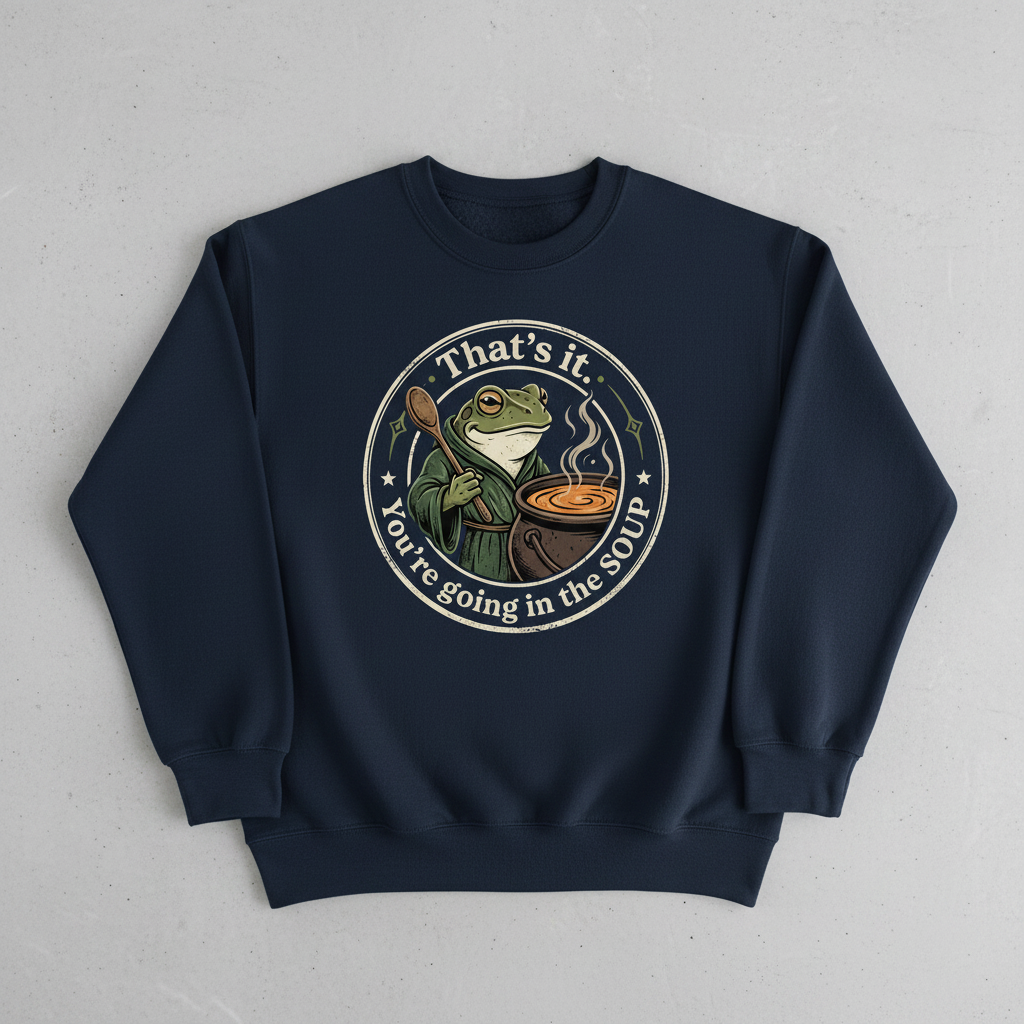 That's It You're Going In The Soup Frog Meme Sweatshirt - Navy