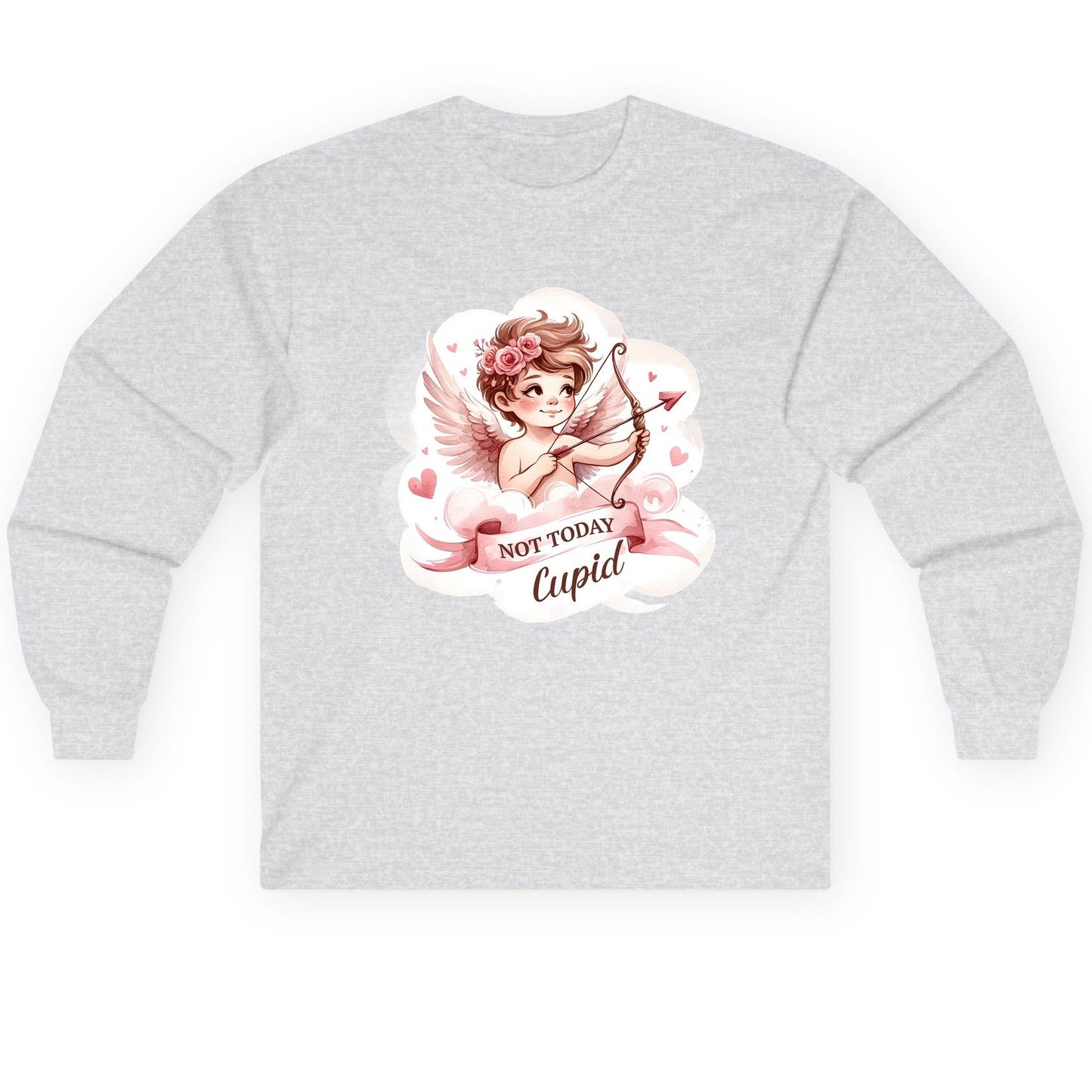 Not Today Cupid cupid Long Sleeve Tee Ash product mockup