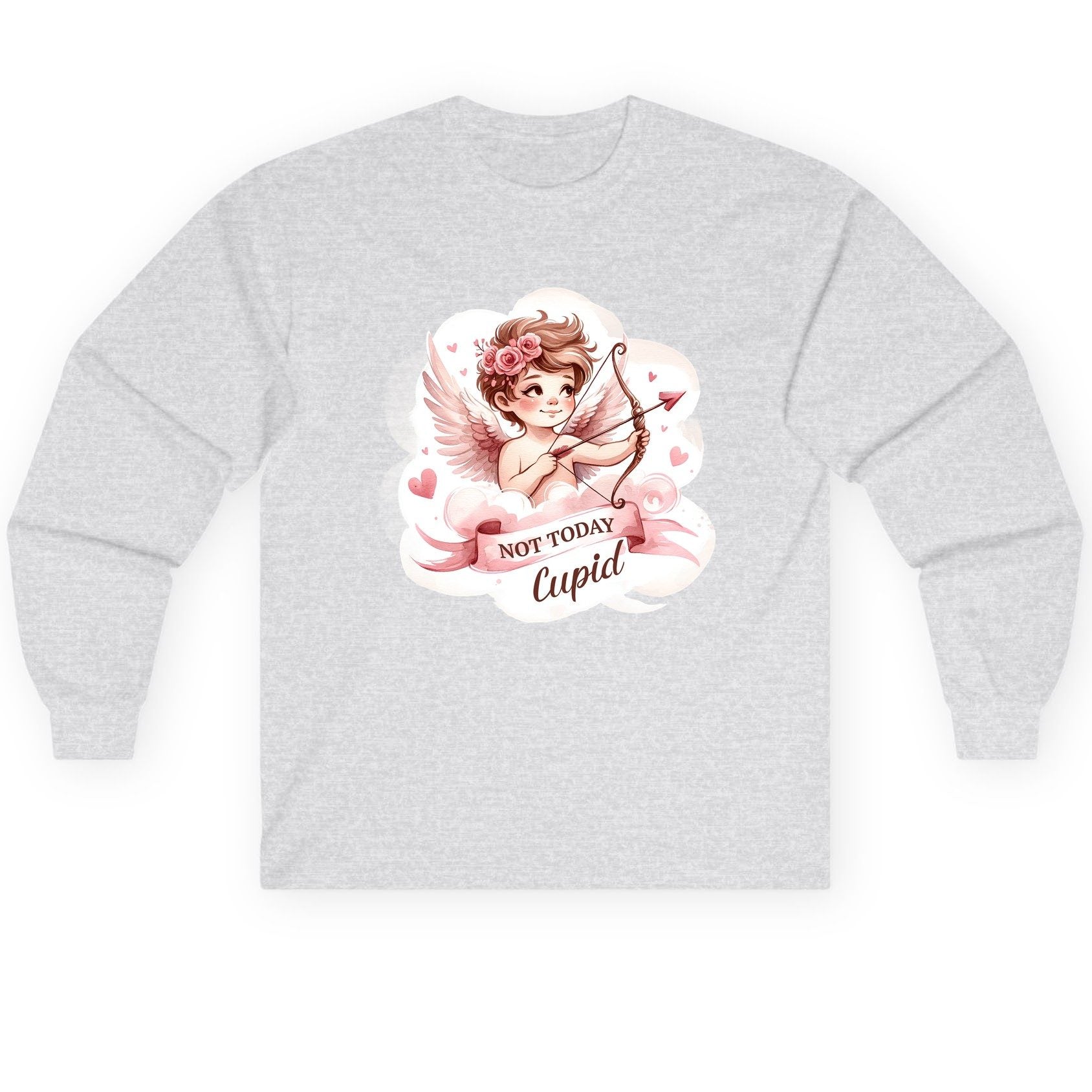 Not Today Cupid cupid Long Sleeve Tee Ash product mockup