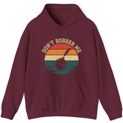 Don't Bobber Me fishing Hoodie Maroon product mockup