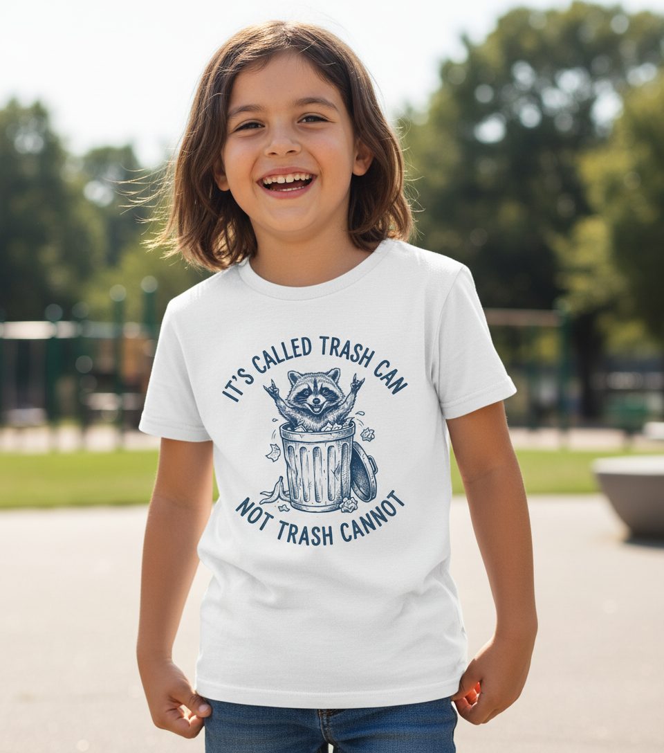 It's Called Trash Can Not Trash Cannot raccoon Youth T-Shirt White lifestyle mockup
