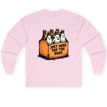 Just Here for the Boos Halloween Long Sleeve Tee Light Pink product mockup