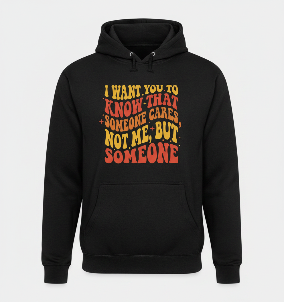 Sarcastic Retro 'Someone Cares' Quote Hoodie - Black