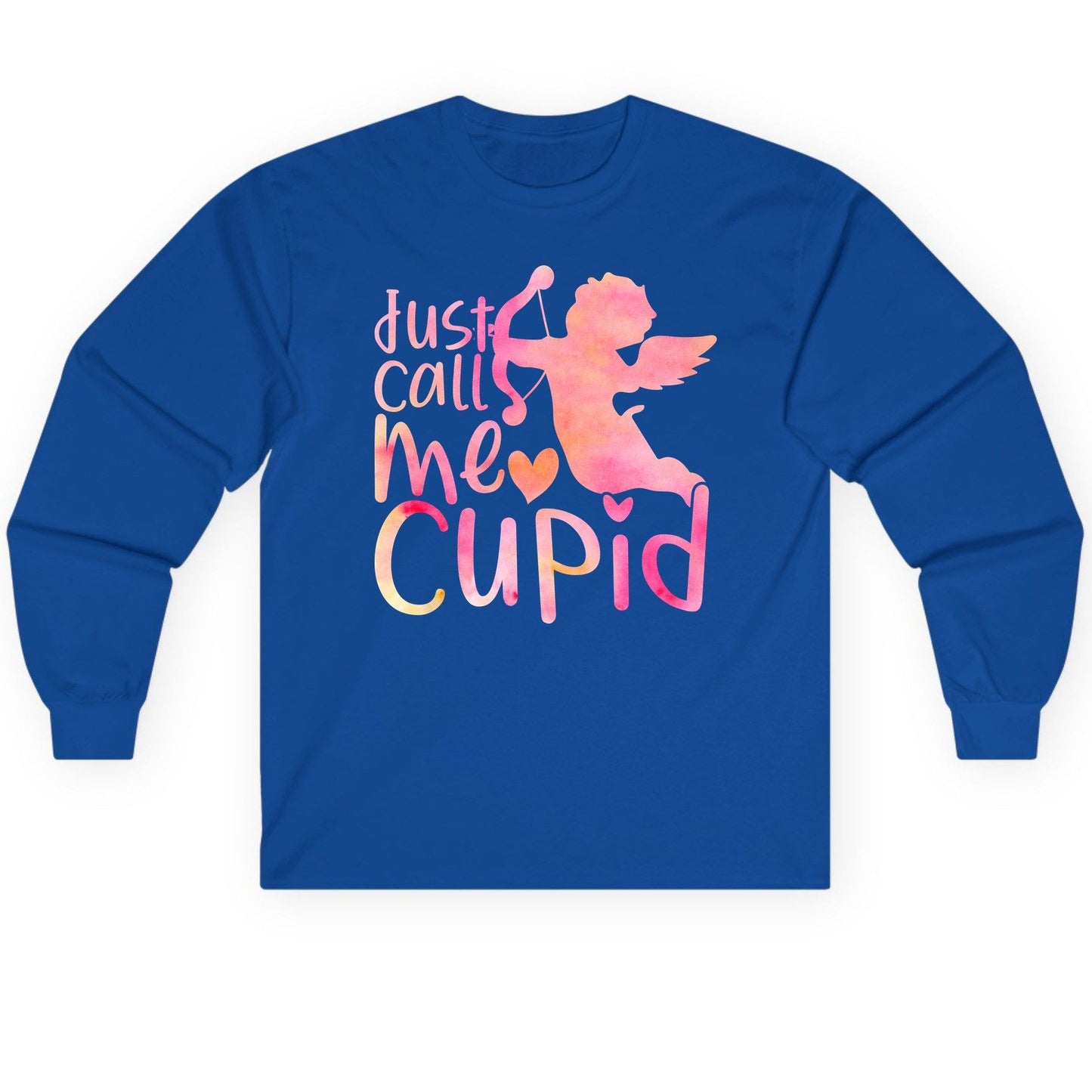 Just Call Me Cupid cupid Long Sleeve Tee Royal product mockup