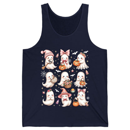Cute Pink Halloween Ghosts cute Halloween ghosts Tank Top Navy product mockup