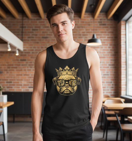 This Is An Outrage! Pug Tank Top Black lifestyle mockup