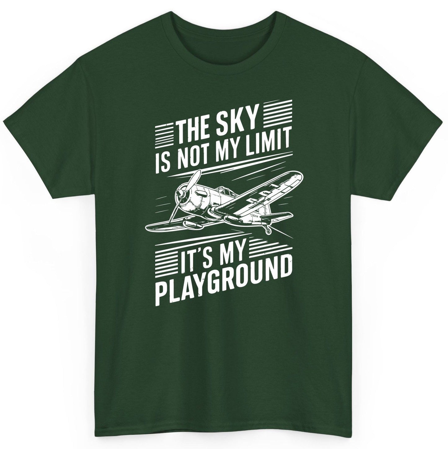 The Sky Is Not My Limit It's My Playground vintage airplane T-Shirt Forest Green product mockup