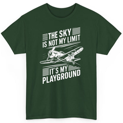 The Sky Is Not My Limit It's My Playground vintage airplane T-Shirt Forest Green product mockup