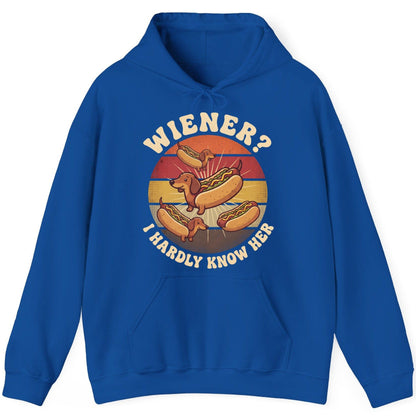 Wiener I Hardly Know Her dachshund Hoodie Royal product mockup
