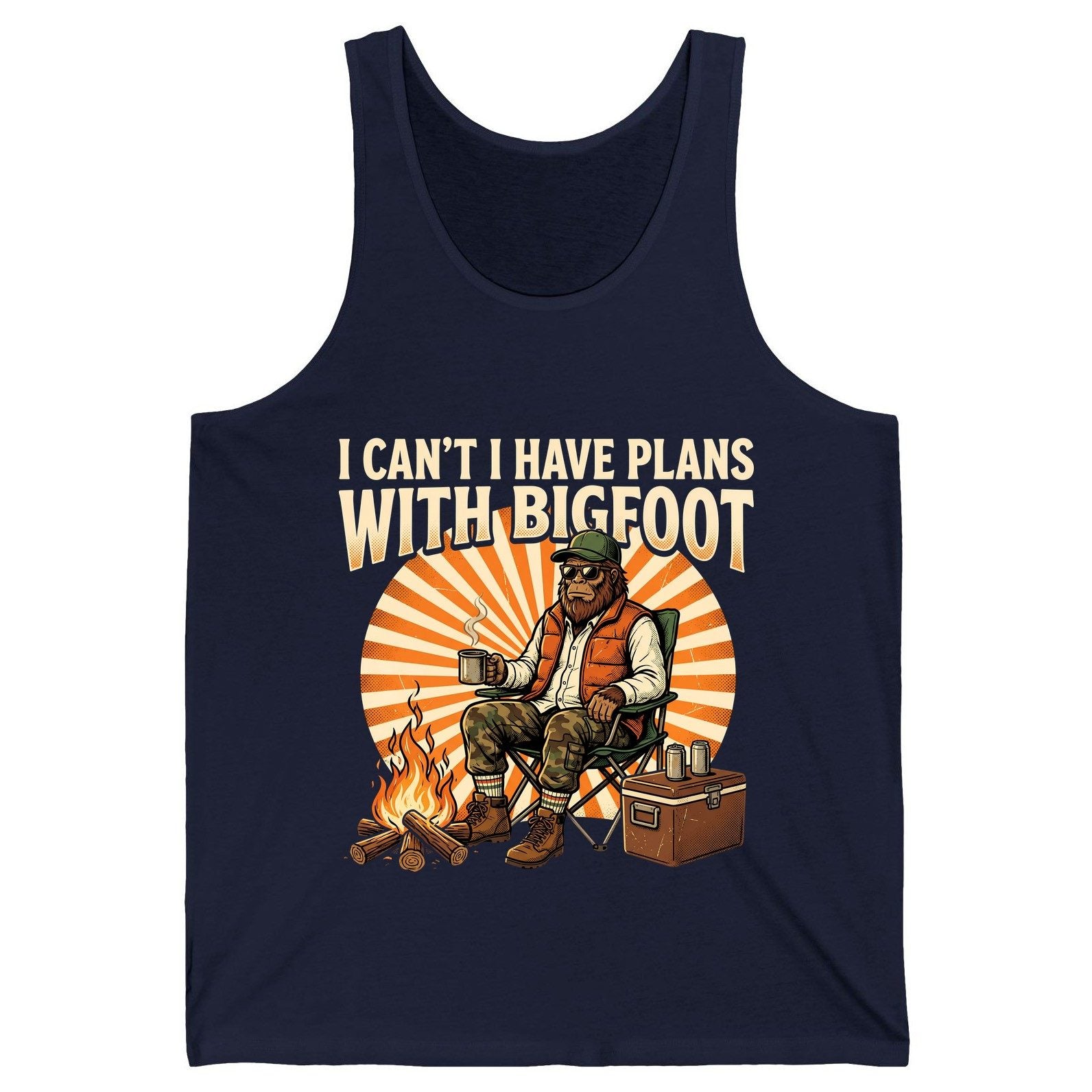 I Can't I Have Plans with Bigfoot bigfoot Tank Top Navy product mockup
