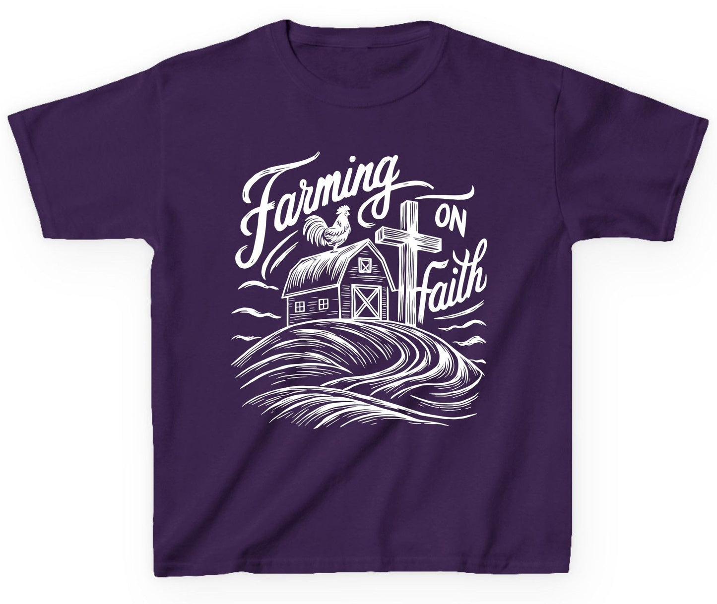 Farming on Faith christian farming Youth T-Shirt Purple product mockup