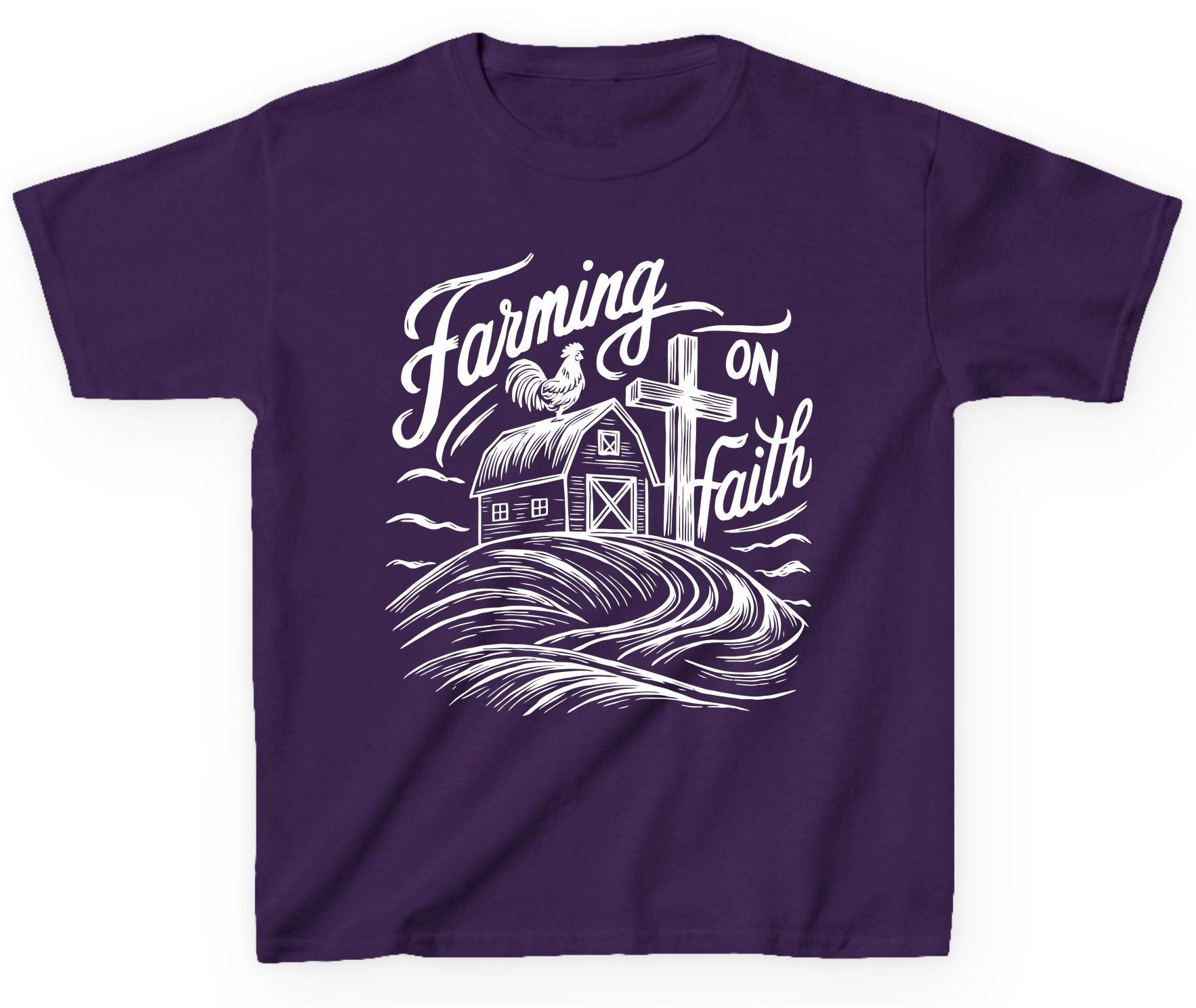 Farming on Faith christian farming Youth T-Shirt Purple product mockup