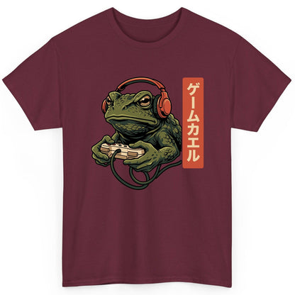 ゲームカエル gaming toad T-Shirt Maroon product mockup