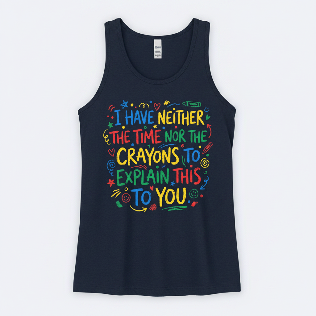 I Have Neither The Time Nor The Crayons To Explain This To You Tank Top - Navy