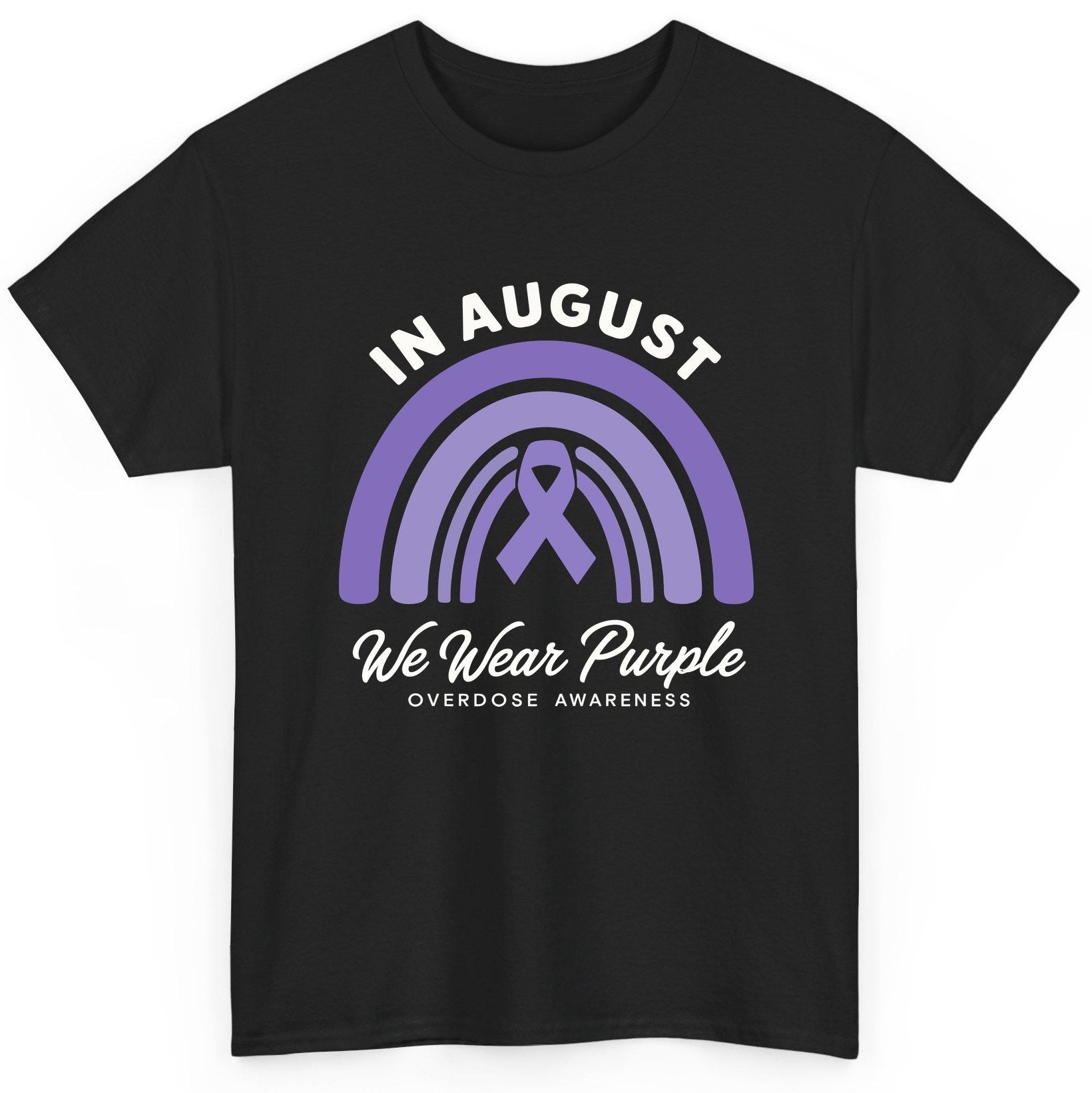 In August We Wear Purple Overdose Awareness overdose awareness T-Shirt Black product mockup