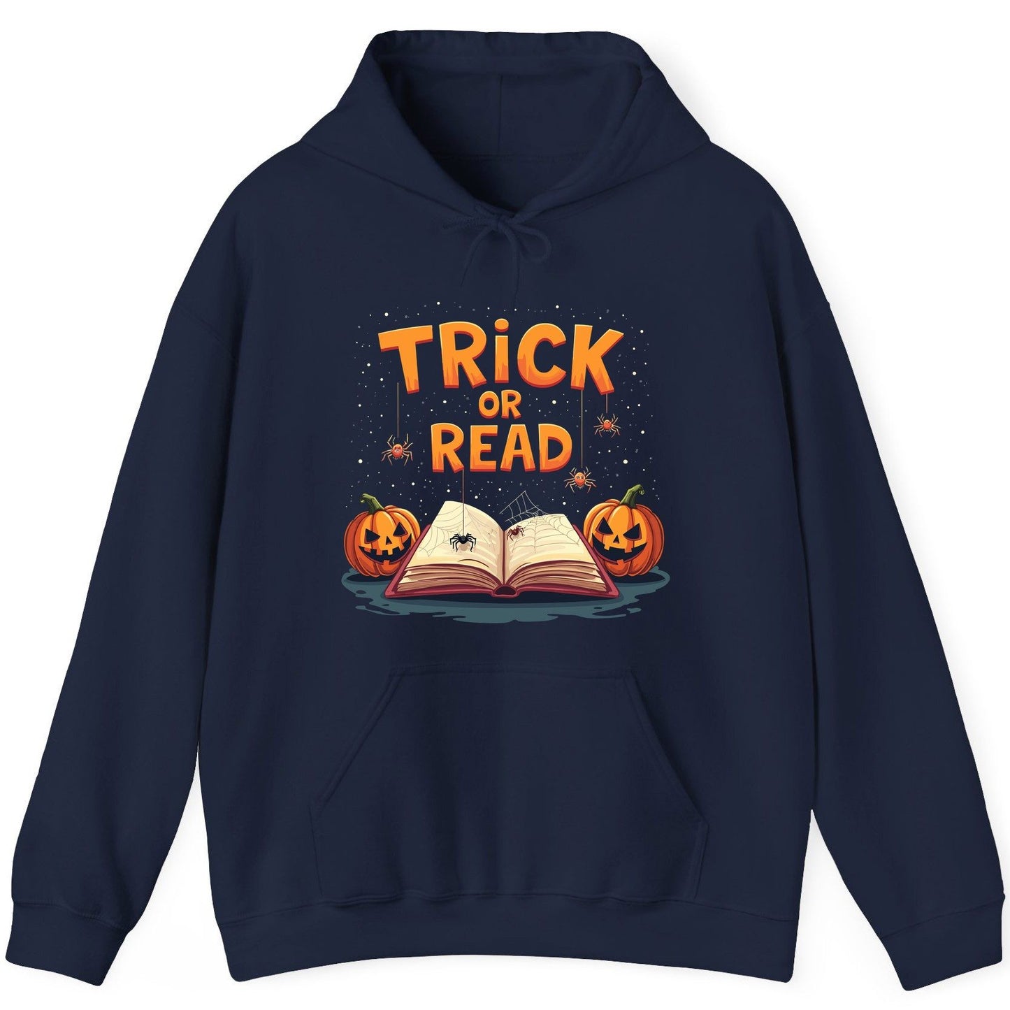 Trick or Read Halloween Hoodie Navy product mockup
