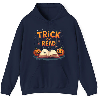 Trick or Read Halloween Hoodie Navy product mockup